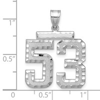 14K White Gold Large Brushed Diamond-cut Number 53 Charm view 2