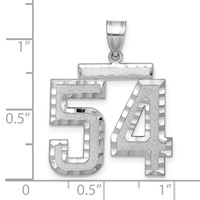 14K White Gold Large Brushed Diamond-cut Number 54 Charm view 2