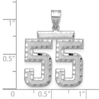 14K White Gold Large Brushed Diamond-cut Number 55 Charm view 2