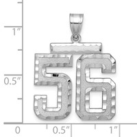 14K White Gold Large Brushed Diamond-cut Number 56 Charm view 2