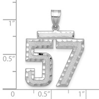 14K White Gold Large Brushed Diamond-cut Number 57 Charm view 2