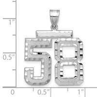 14K White Gold Large Brushed Diamond-cut Number 58 Charm view 2