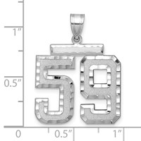 14K White Gold Large Brushed Diamond-cut Number 59 Charm view 2