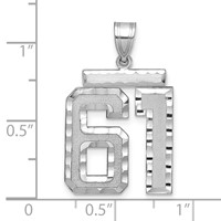14K White Gold Large Brushed Diamond-cut Number 61 Charm view 2