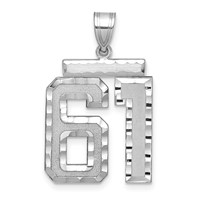 14K White Gold Large Brushed Diamond-cut Number 61 Charm view 1
