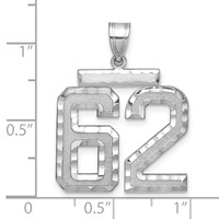 14K White Gold Large Brushed Diamond-cut Number 62 Charm view 2