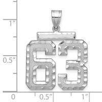 14K White Gold Large Brushed Diamond-cut Number 63 Charm view 2