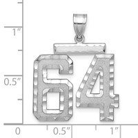 14kw Large Brushed Diamond-cut Number 64 Charm view 2