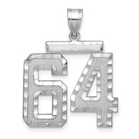 14kw Large Brushed Diamond-cut Number 64 Charm view 1