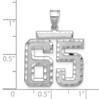 14K White Gold Large Brushed Diamond-cut Number 65 Charm view 2