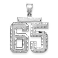 14K White Gold Large Brushed Diamond-cut Number 65 Charm view 1