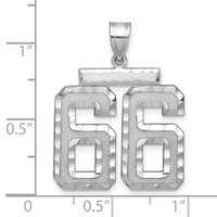 14K White Gold Large Brushed Diamond-cut Number 66 Charm view 2