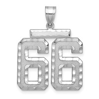 14K White Gold Large Brushed Diamond-cut Number 66 Charm view 1