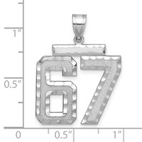 14K White Gold Large Brushed Diamond-cut Number 67 Charm view 2