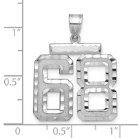 14K White Gold Large Brushed Diamond-cut Number 68 Charm view 2