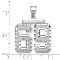 14K White Gold Large Brushed Diamond-cut Number 69 Charm view 2
