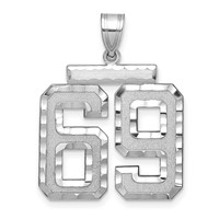 14K White Gold Large Brushed Diamond-cut Number 69 Charm view 1