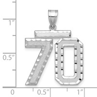 14K White Gold Large Brushed Diamond-cut Number 70 Charm view 2
