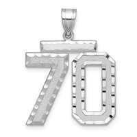 14K White Gold Large Brushed Diamond-cut Number 70 Charm view 1