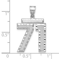 14K White Gold Large Brushed Diamond-cut Number 71 Charm view 2