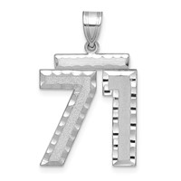 14K White Gold Large Brushed Diamond-cut Number 71 Charm view 1