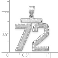 14K White Gold Large Brushed Diamond-cut Number 72 Charm view 2