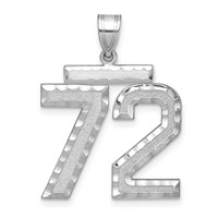 14K White Gold Large Brushed Diamond-cut Number 72 Charm view 1
