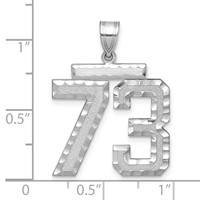 14K White Gold Large Brushed Diamond-cut Number 73 Charm view 2