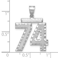 14K White Gold Large Brushed Diamond-cut Number 74 Charm view 2