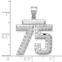 14kw Large Brushed Diamond-cut Number 75 Charm view 2