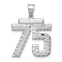 14kw Large Brushed Diamond-cut Number 75 Charm view 1