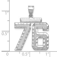 14K White Gold Large Brushed Diamond-cut Number 76 Charm view 2