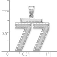 14K White Gold Large Brushed Diamond-cut Number 77 Charm view 2
