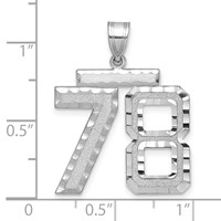 14K White Gold Large Brushed Diamond-cut Number 78 Charm view 3