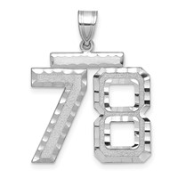 14K White Gold Large Brushed Diamond-cut Number 78 Charm view 1