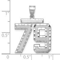 14K White Gold Large Brushed Diamond-cut Number 79 Charm view 2