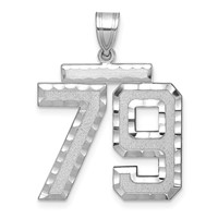 14K White Gold Large Brushed Diamond-cut Number 79 Charm view 1