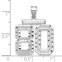 14K White Gold Large Brushed Diamond-cut Number 80 Charm view 2