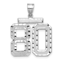14K White Gold Large Brushed Diamond-cut Number 80 Charm view 1