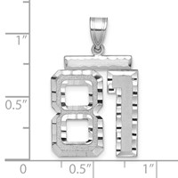 14K White Gold Large Brushed Diamond-cut Number 81 Charm view 2