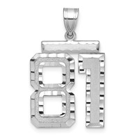 14K White Gold Large Brushed Diamond-cut Number 81 Charm view 1