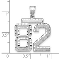 14K White Gold Large Brushed Diamond-cut Number 82 Charm view 2