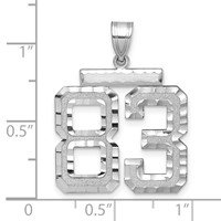 14K White Gold Large Brushed Diamond-cut Number 83 Charm view 2