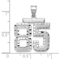 14K White Gold Large Brushed Diamond-cut Number 85 Charm view 2