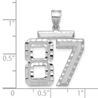 14K White Gold Large Brushed Diamond-cut Number 87 Charm view 2
