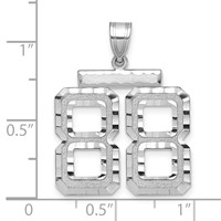 14K White Gold Large Brushed Diamond-cut Number 88 Charm view 2