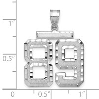 14K White Gold Large Brushed Diamond-cut Number 89 Charm view 2