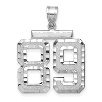 14K White Gold Large Brushed Diamond-cut Number 89 Charm view 1