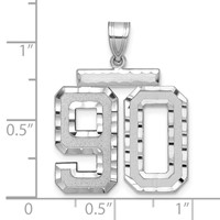 14kw Large Brushed Diamond-cut Number 90 Charm view 2