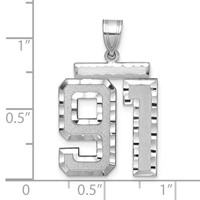 14K White Gold Large Brushed Diamond-cut Number 91 Charm view 2
